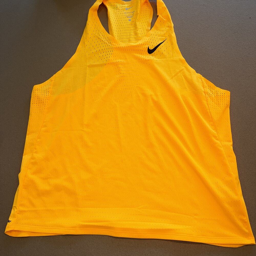 Nike Dri-FIT ADV AeroSwift Men's Racing Singlet Tank Size XL Yellow FN4231